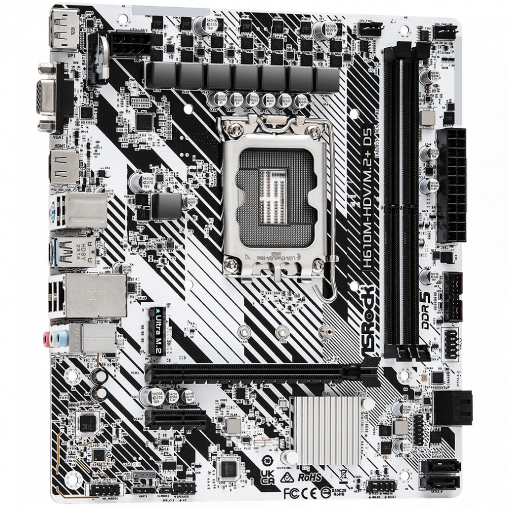 Материнская плата ASRock H610M-HDV/M.2+ D5 Micro-ATX, LGA 1700 — фото товара