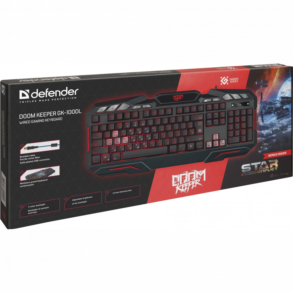 Клавиатура Defender Doom Keeper GK-100DL 45100 Проводная, USB - миниатюра 4