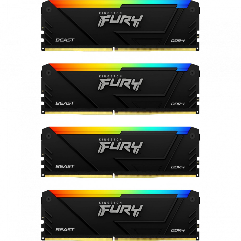 ОЗУ Kingston Fury Beast RGB KF436C17BB2AK4/32 DIMM, DDR4, 32 Гб (4 х 8 Гб), 3600 МГц — фото товара