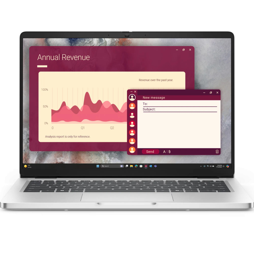 Ноутбук Dell Pro 14 PC14250 210-BQHF_109 14 ", FHD 1920x1080 (16:9), Intel, Core Ultra 7, 16 Гб, 512 ГБ, Intel Graphics, Windows 11 Pro — фото товара