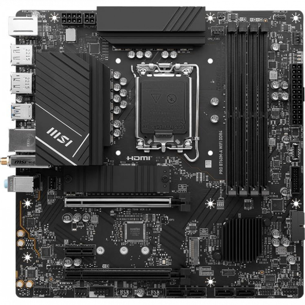 Материнская плата MSI PRO B760M-A WIFI DDR4 Micro-ATX, LGA 1700 - миниатюра 2