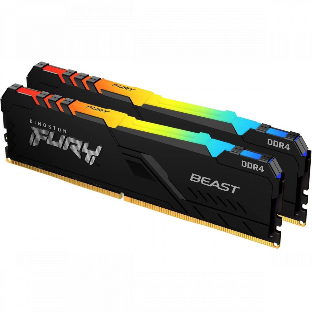 ОЗУ Kingston Fury Beast RGB KF432C16BB2AK2/64 DIMM, DDR4, 64 Гб (2 х 32 Гб), 3200 МГц — фото товара