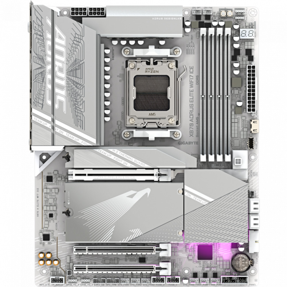 Материнская плата Gigabyte X870 AORUS ELITE WIFI7 ICE ATX, AMD AM5 - миниатюра 2