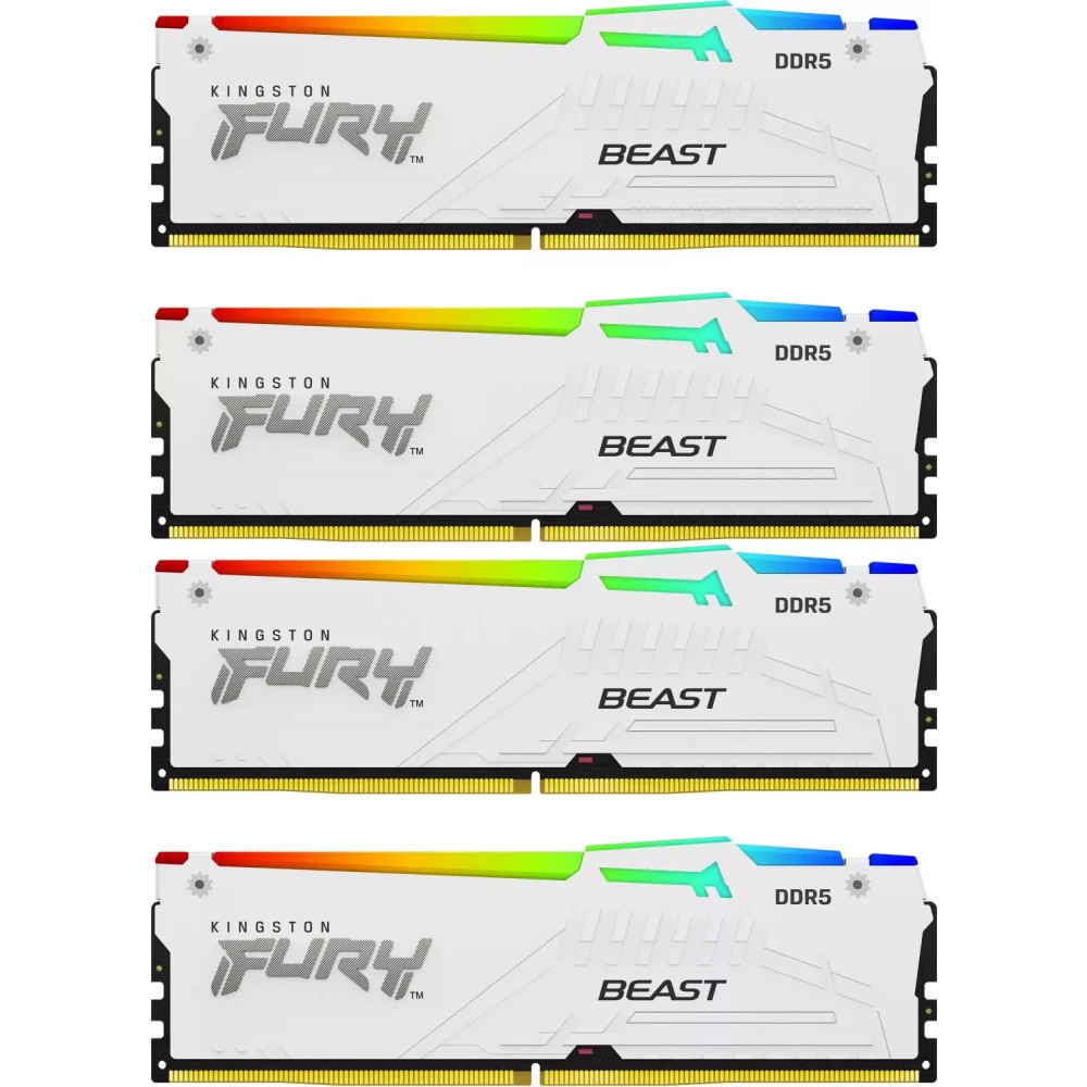 ОЗУ Kingston FURY Beast White RGB XMP 4x32Gb KF552C40BWAK4-128 DIMM, DDR5, 128 Гб (4 х 32 Гб), 5200 МГц — фото товара