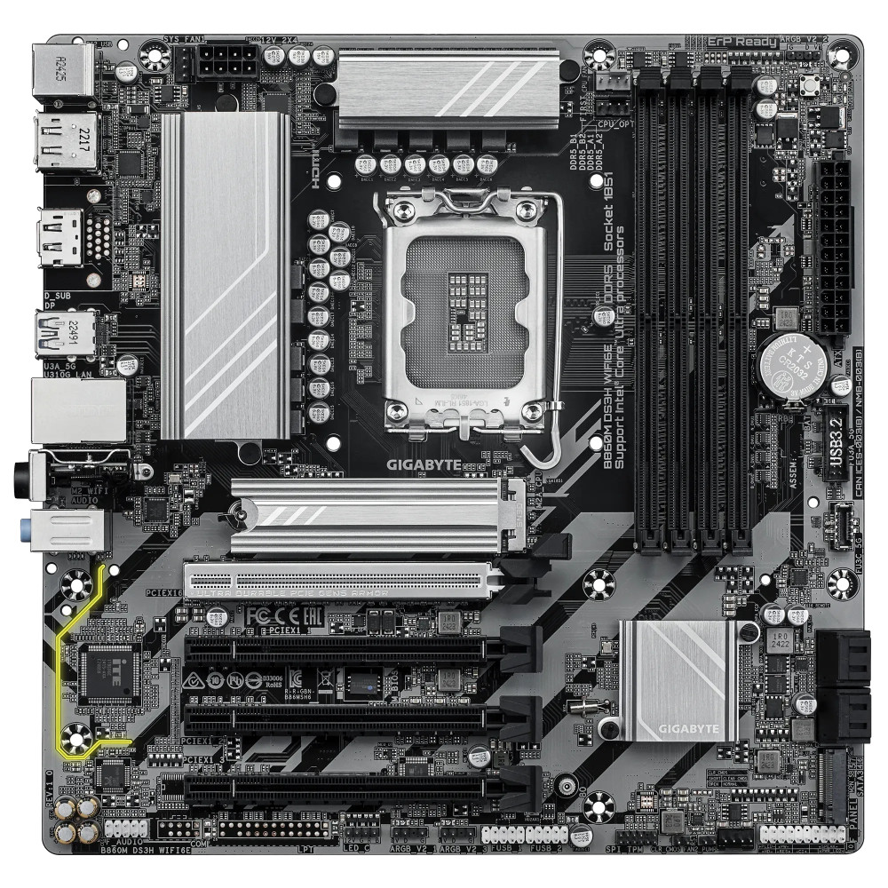 Материнская плата Gigabyte B860M DS3H WIFI6E Micro-ATX, LGA 1851 — фото товара