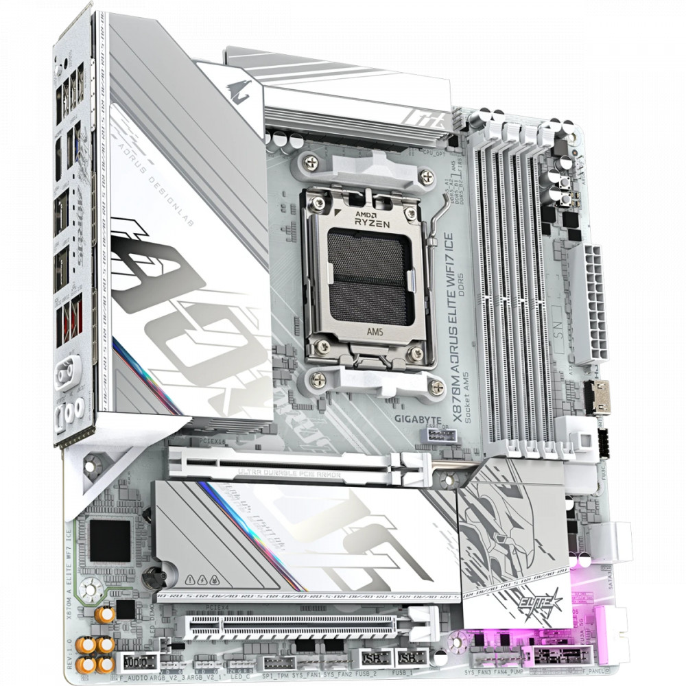 Материнская плата Gigabyte X870M A ELITE WF7 ICE Micro-ATX, AMD AM5 - миниатюра 3