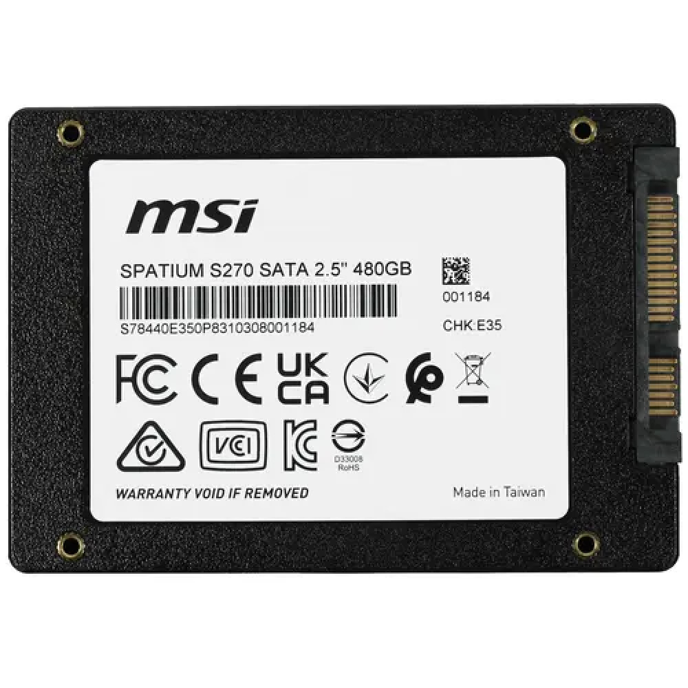Жесткий диск MSI SPATIUM S270 S78-440E350-P83 SSD (твердотельные), 480 ГБ, 2.5 дюйма, SATA - миниатюра 2