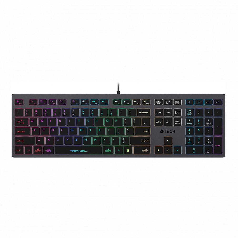 Клавиатура A4Tech FX60H GREY/NEON Проводная, USB — фото товара