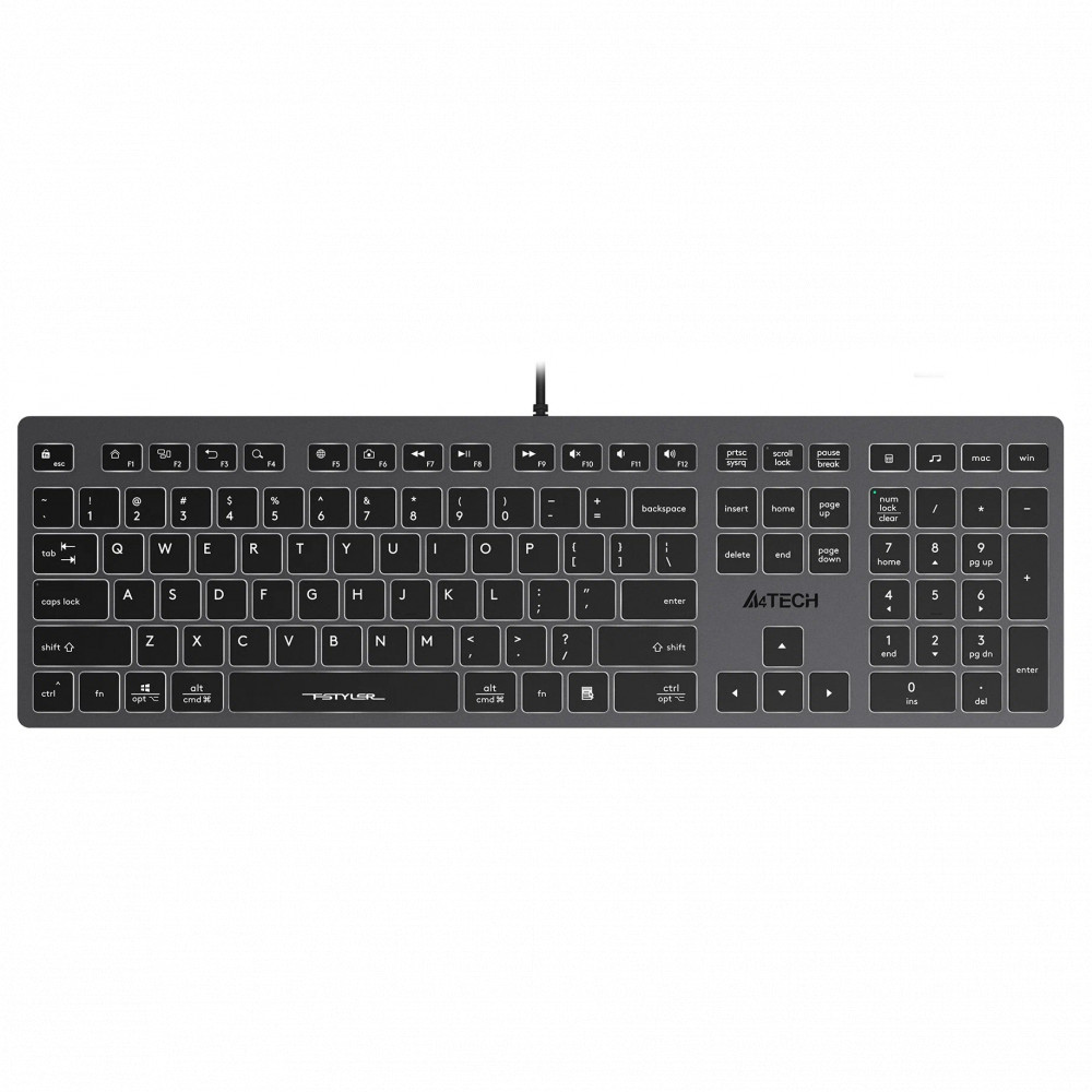 Клавиатура A4Tech FX60H GREY/WHITE Проводная, USB — фото товара