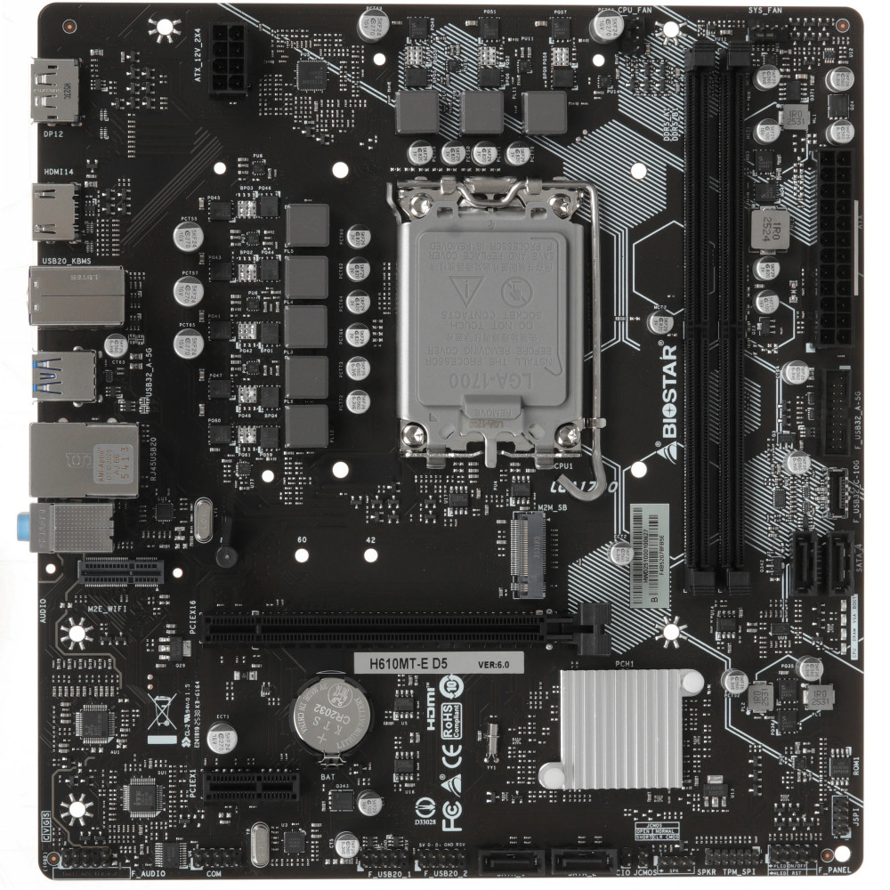 Материнская плата BIOSTAR H610MT-E D5 Micro-ATX, LGA 1700 — фото товара