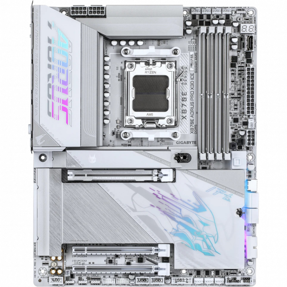 Материнская плата Gigabyte X870E AORUS PRO X3D ICE ATX, AMD AM5 — фото товара
