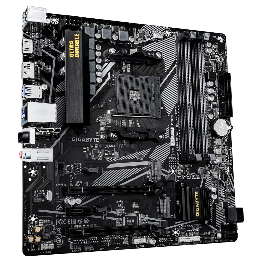 Материнская плата Gigabyte B550M DS3H AC R2 Micro-ATX, AMD AM4 - миниатюра 2