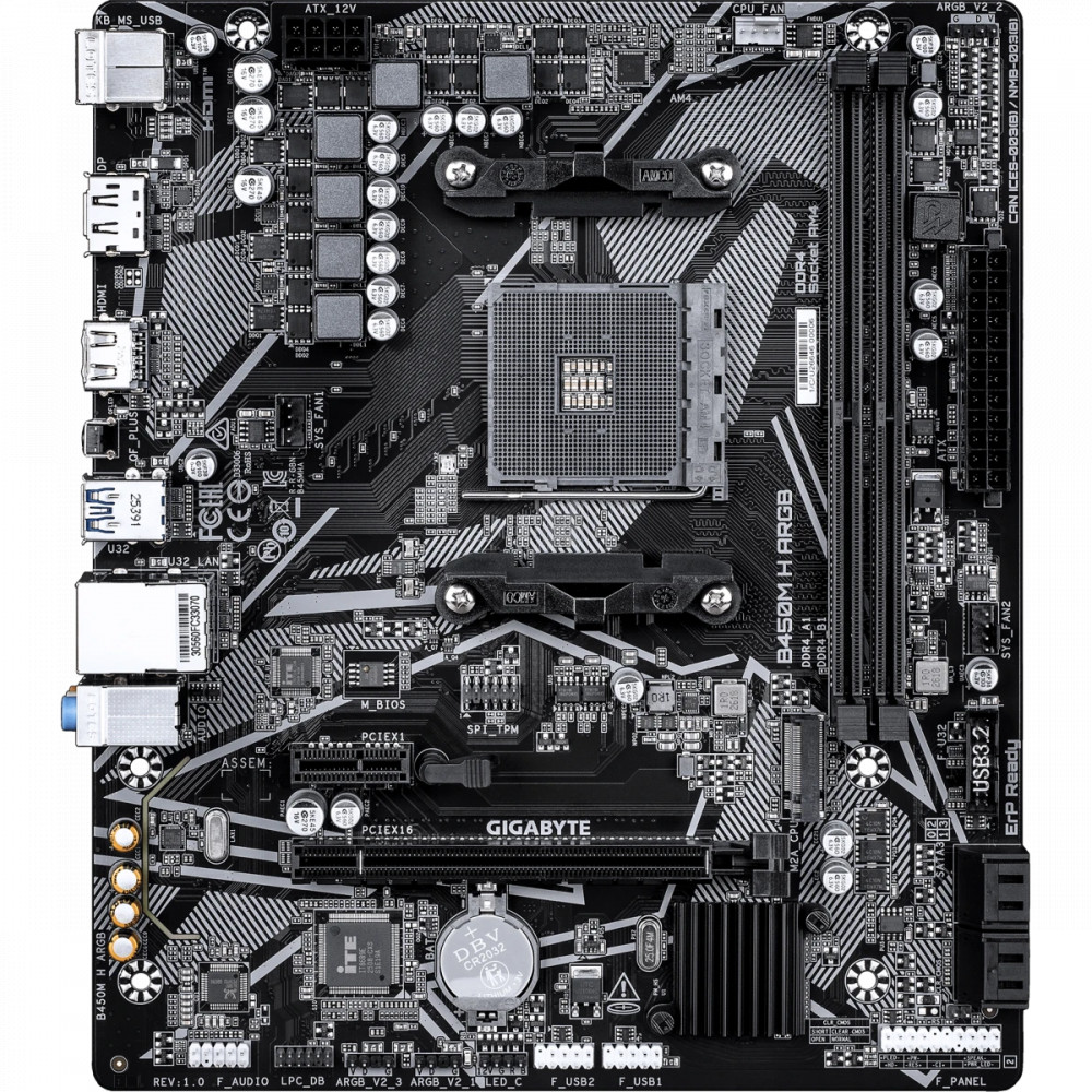 Материнская плата Gigabyte B450M H ARGB|| Micro-ATX, AMD AM4 — фото товара