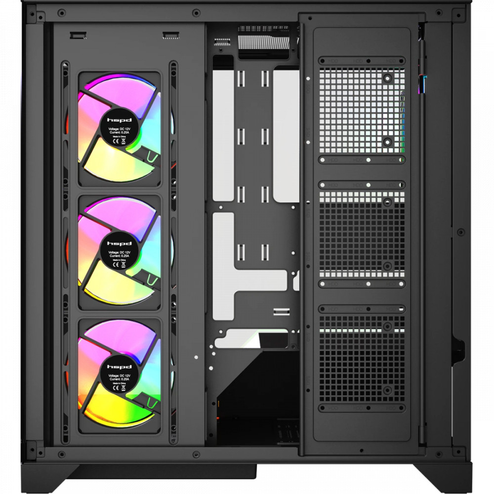 Корпус HSPD F550-TGBK-ARGB Black Mid-Tower - миниатюра 4