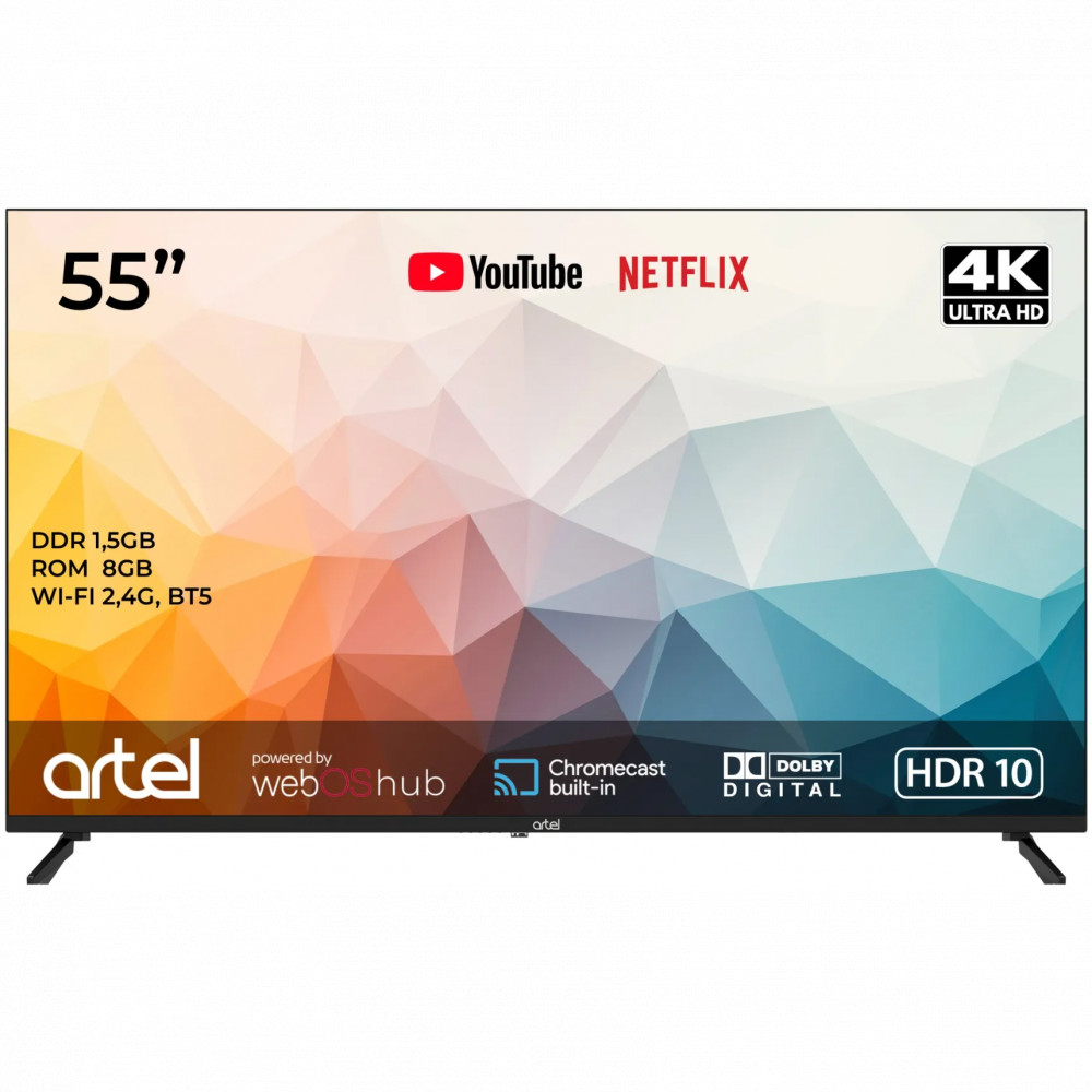 Телевизор Artel A55MQA800 55 ", Smart TV, Черный — фото товара