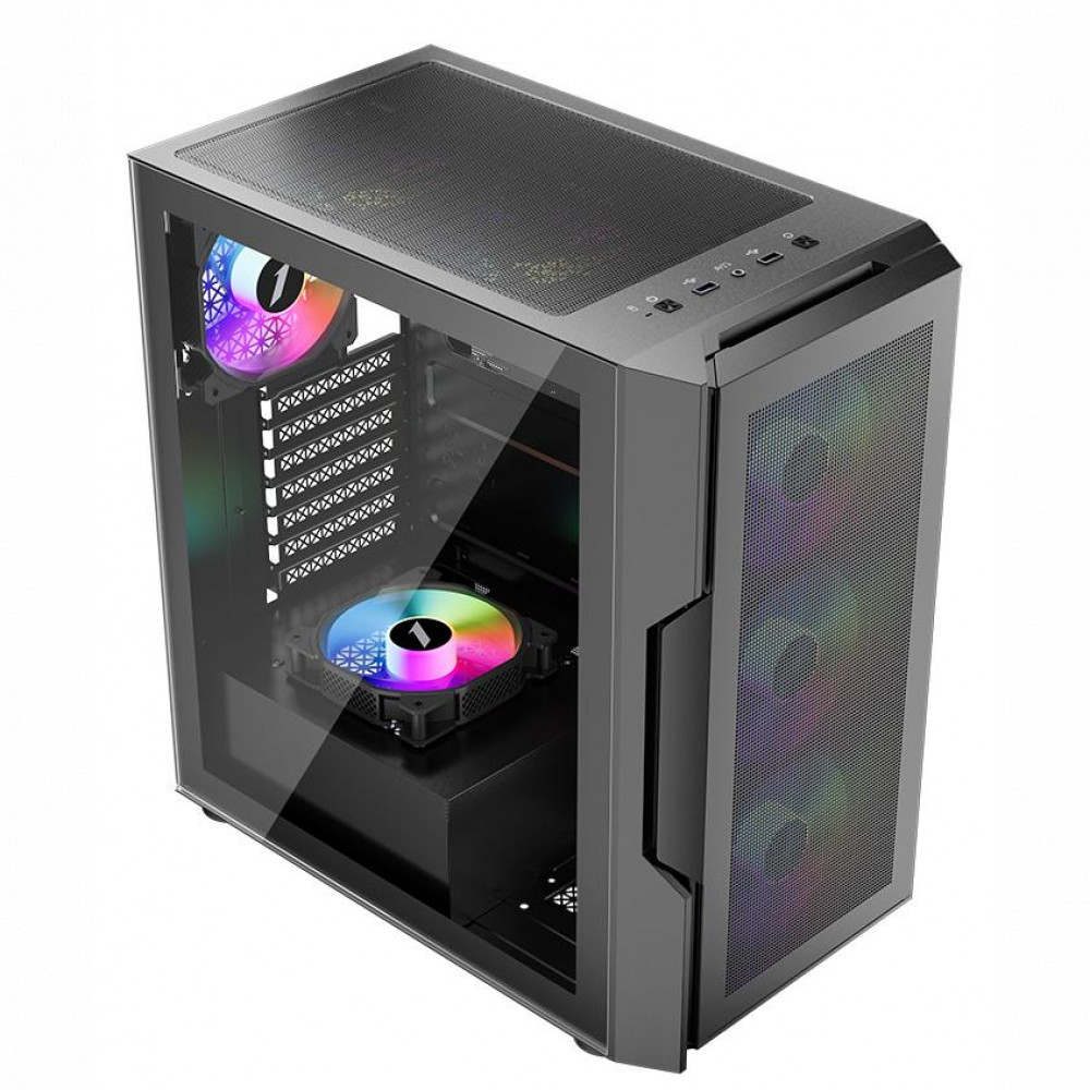 Корпус 1STPLAYER T7 P Black T7-P-BK-4F7 Mid-Tower - миниатюра 2