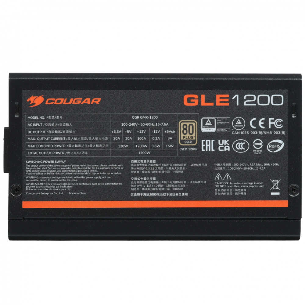 Блок питания Cougar GLE 1200 CGR GMX-1200 1200 Вт - миниатюра 4