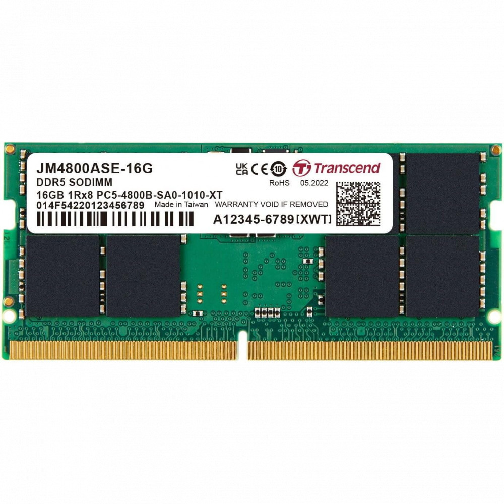 ОЗУ Transcend 16 ГБ JM4800ASE-16G SO-DIMM, DDR5, 16 Гб, 4800 МГц — фото товара
