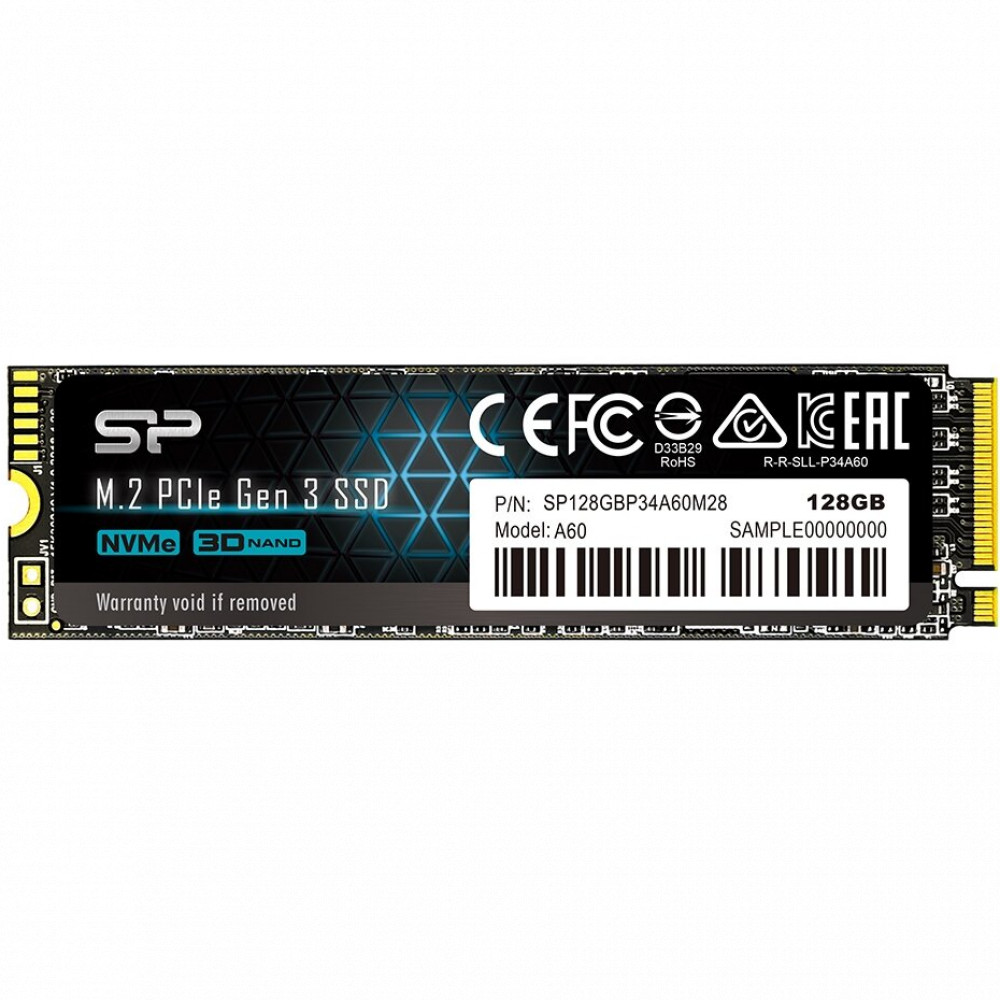Жесткий диск Silicon Power A60 SP128GBP34A60M28 SSD (твердотельные), 128 ГБ, M.2, PCIe — фото товара