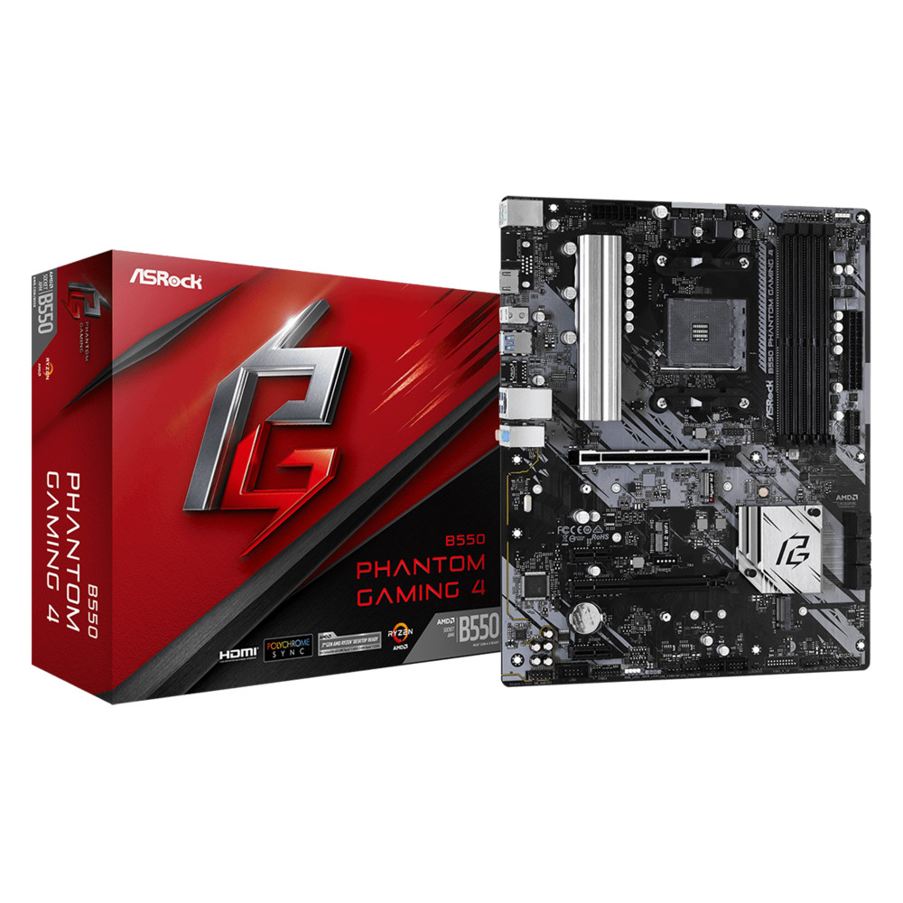 Материнская плата ASRock B550 Phantom Gaming 4 B550 PHANTOM GAMING 4 ATX, AMD AM4 — фото товара