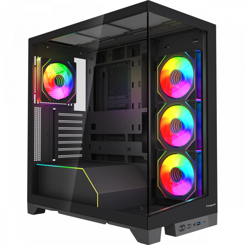 Корпус HSPD F550-TGBK-ARGB Black Mid-Tower — фото товара