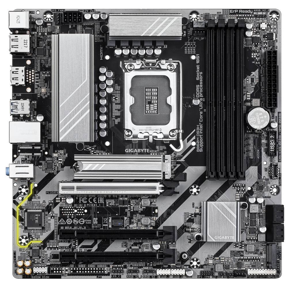 Материнская плата Gigabyte B860M DS3H Micro-ATX, LGA 1851 — фото товара