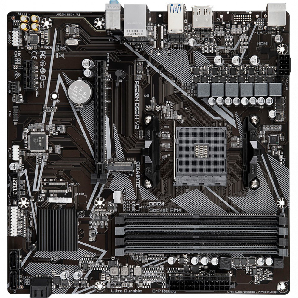 Материнская плата Gigabyte A520M DS3H V2 Micro-ATX, AMD AM4 - миниатюра 3
