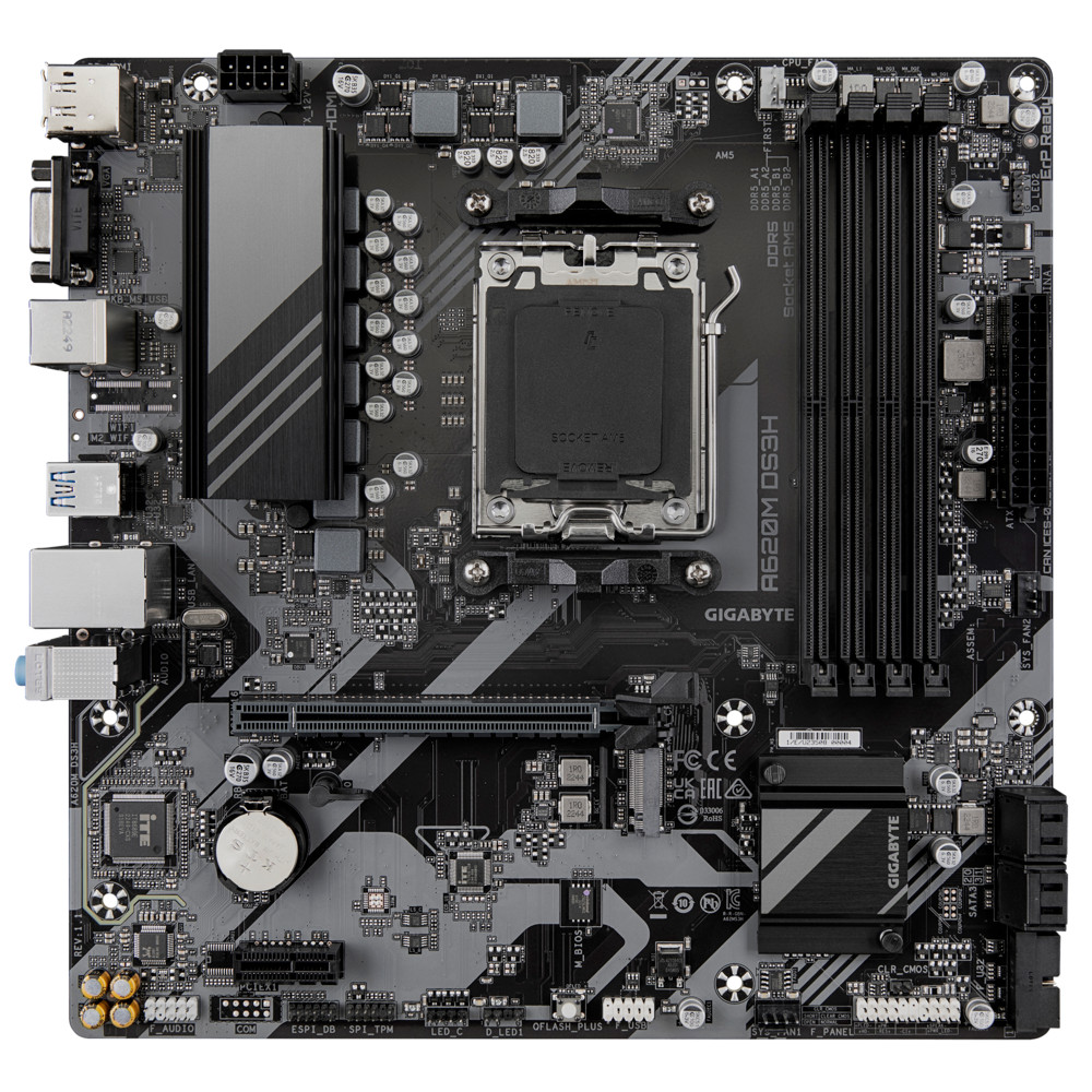 Материнская плата Gigabyte AMD A620 SAM5 MATX A620M DS3H 1.1 Micro-ATX, AMD AM5 — фото товара