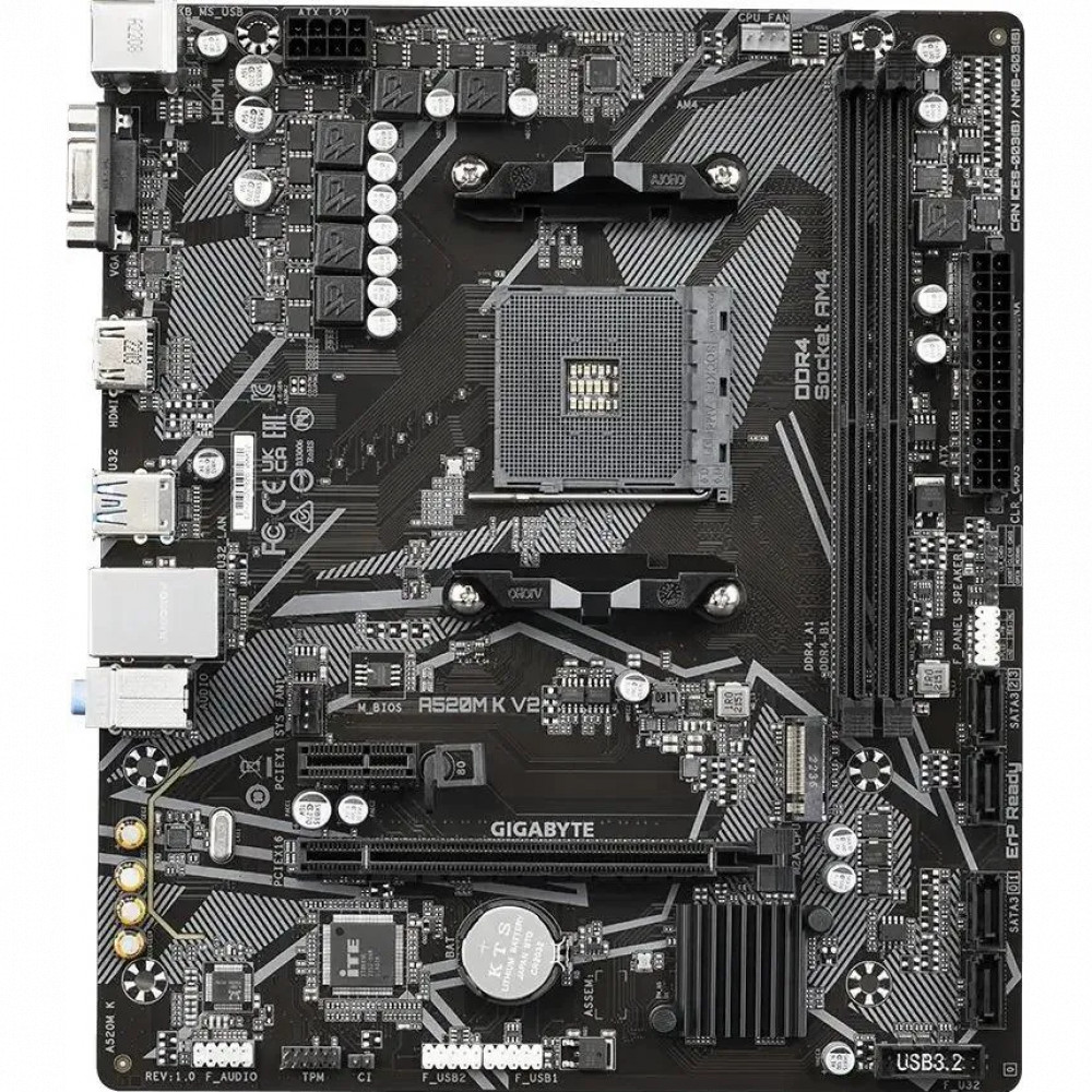 Материнская плата Gigabyte A520M K V2 A520M K V2 DDR4 1.1 Mini-ATX, AMD AM4 - миниатюра 2