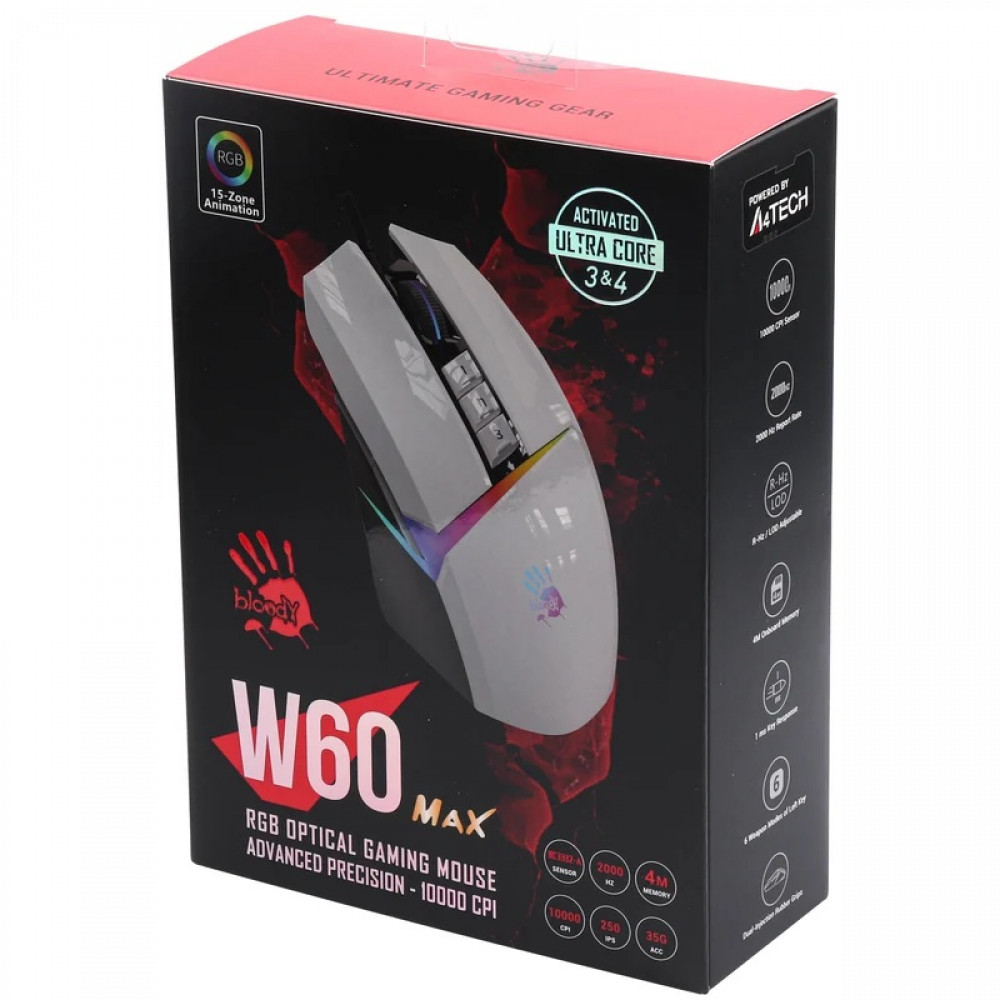 Мышь A4Tech Bloody W60-Max Panda White W60-Max (Panda White) Игровые, Проводная - миниатюра 8