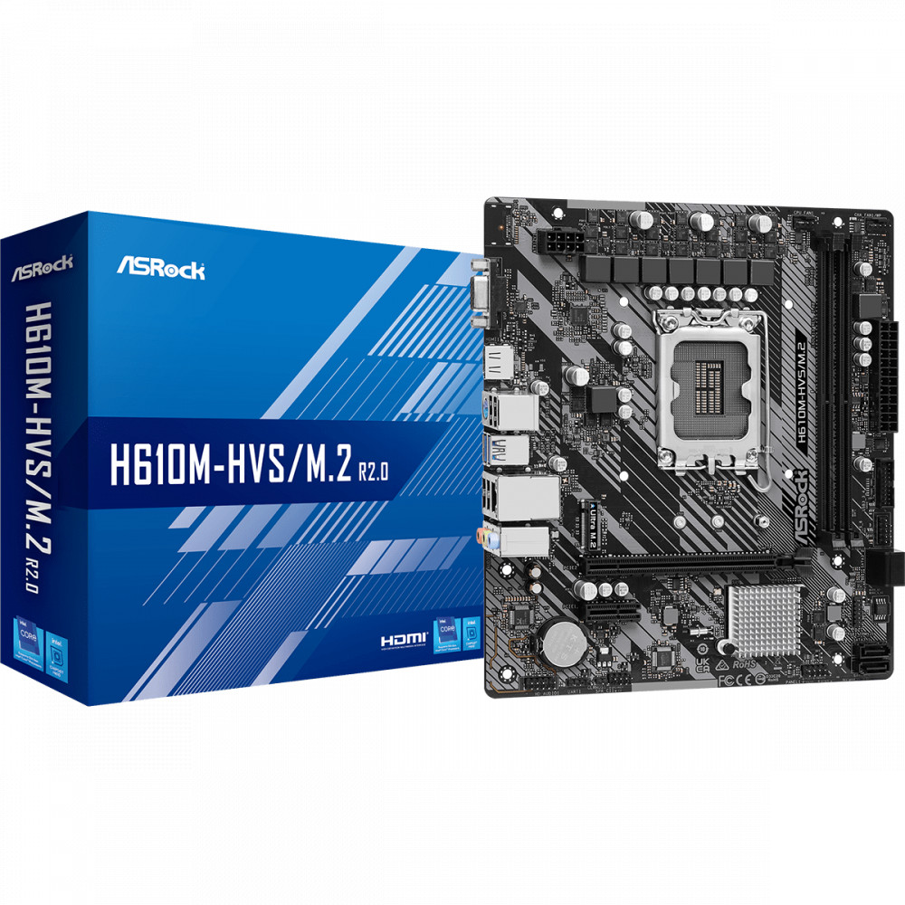 Материнская плата ASRock H610M-HVS/M.2 R2.0 DDR4 Micro-ATX, LGA 1700 - миниатюра 5
