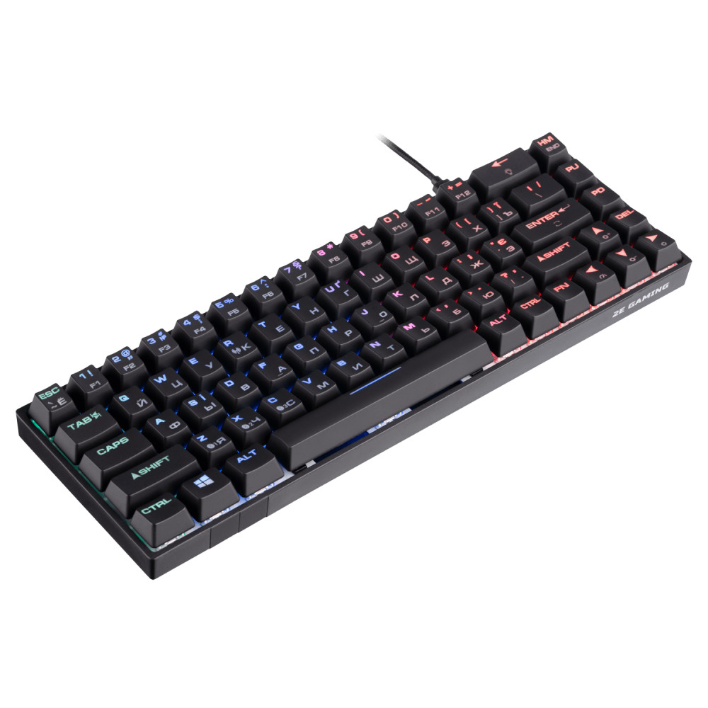 Клавиатура 2E GAMING KG380 RGB Black Ukr 2E-KG380UBK-BL Проводная, USB - миниатюра 2