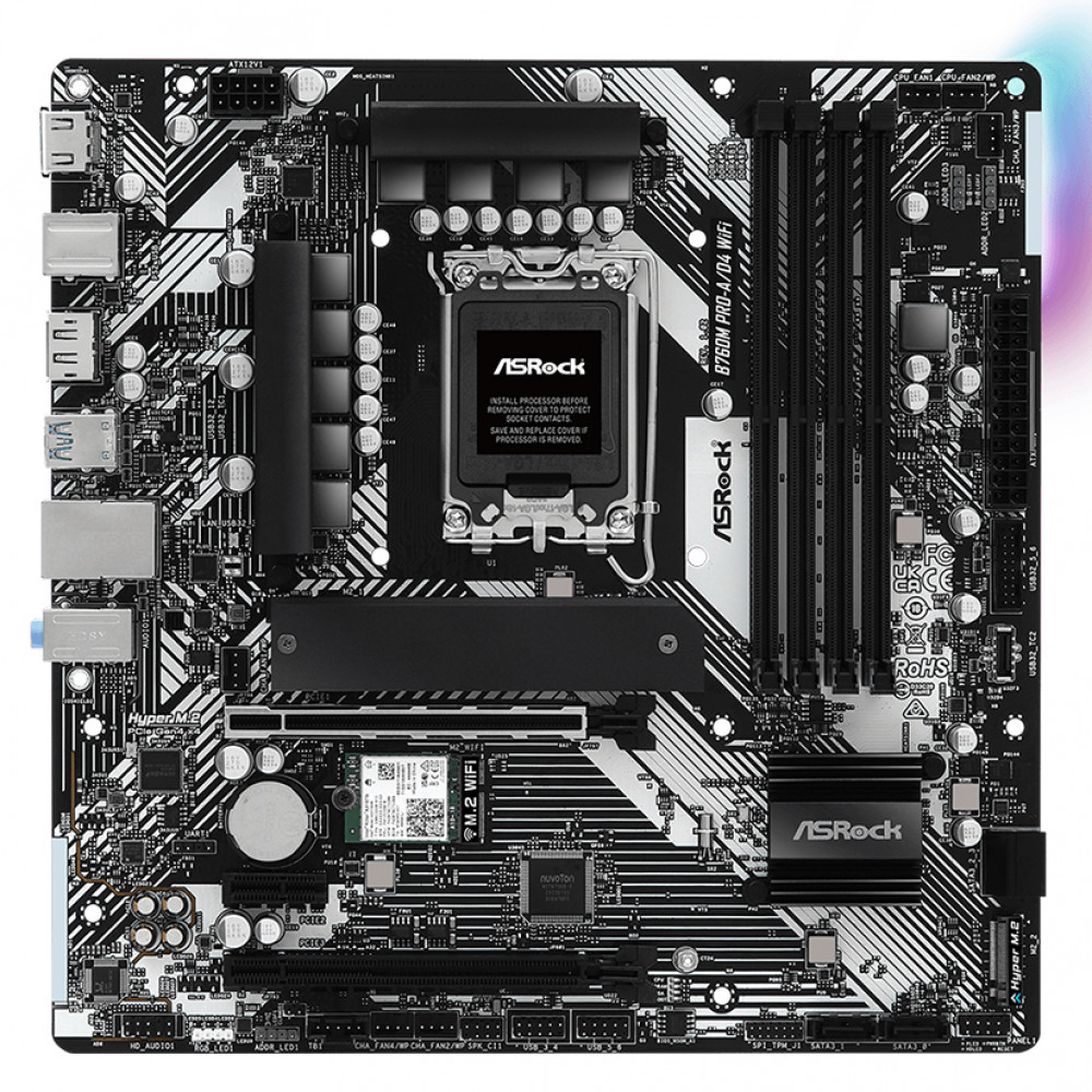 Материнская плата ASRock B760M PRO-A/D4 WIFI B760M_PRO-A/D4_WIFI Micro-ATX, LGA 1700 — фото товара