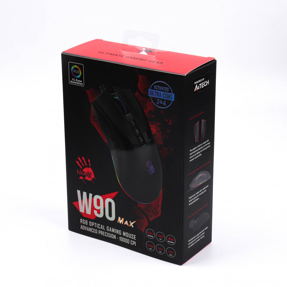Мышь A4Tech W90 MAX/STONE BLACK ACTIVATED Игровые, Проводная - миниатюра 2