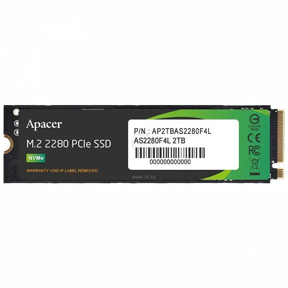 Жесткий диск Apacer AP2TBAS2280F4L-1 SSD (твердотельные), 2 ТБ, M.2, PCIe — фото товара