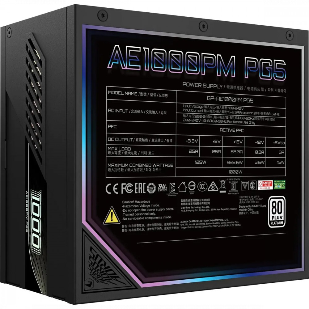Блок питания Gigabyte GP-AE1000PM PG5 1000 Вт, 80+ Platinum - миниатюра 4
