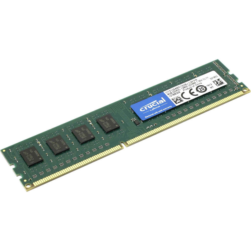 ОЗУ Crucial DDR3L 4GB 1600MHz UDIMM CT51264BD160B DIMM, DDR3, 4 Гб, 1600 МГц — фото товара