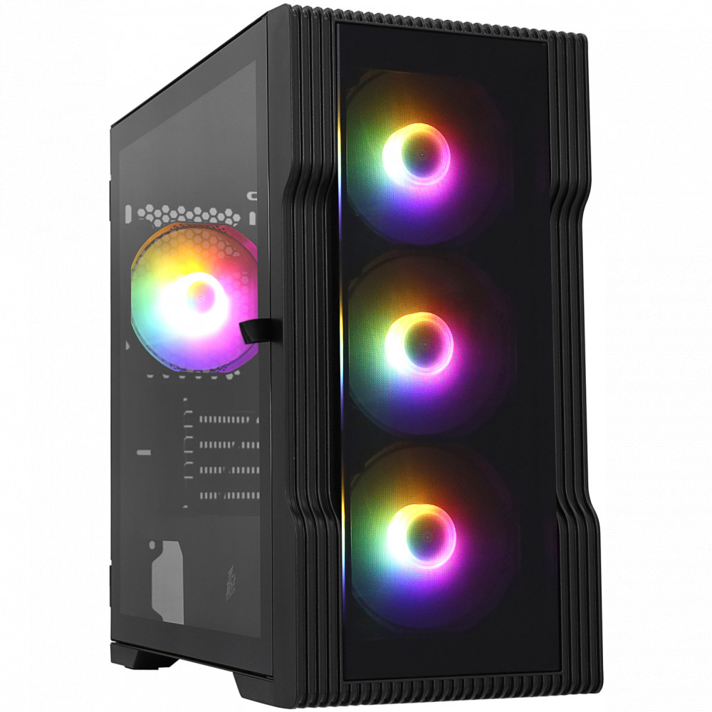 Корпус 1STPLAYER TRILOBITE T3-G Black T3-G-BK-4F1 Mid-Tower — фото товара