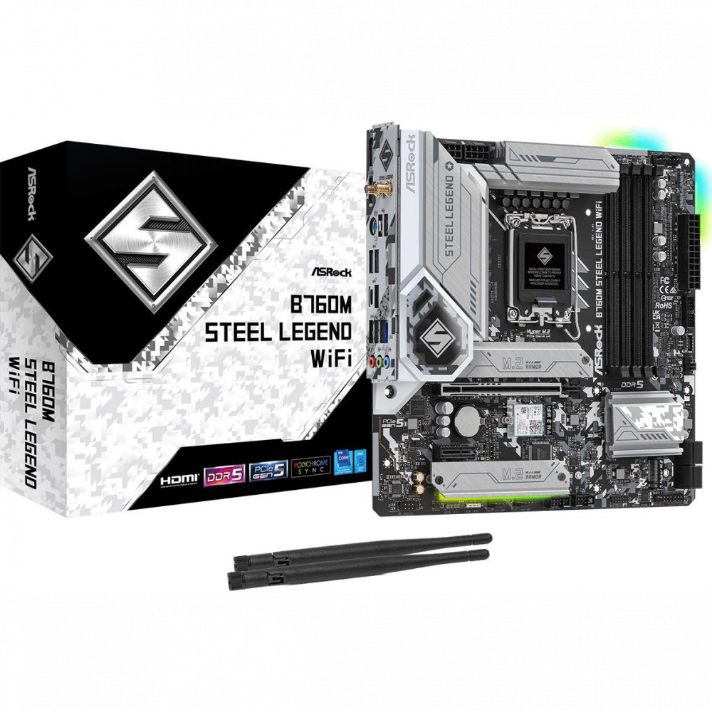 Материнская плата ASRock B760M STEEL LEGEND WIFI Micro-ATX, LGA 1700 - миниатюра 6