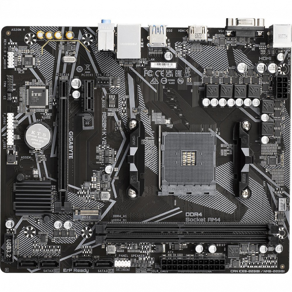 Материнская плата Gigabyte A520M K V2 Micro-ATX, AMD AM4 - миниатюра 3