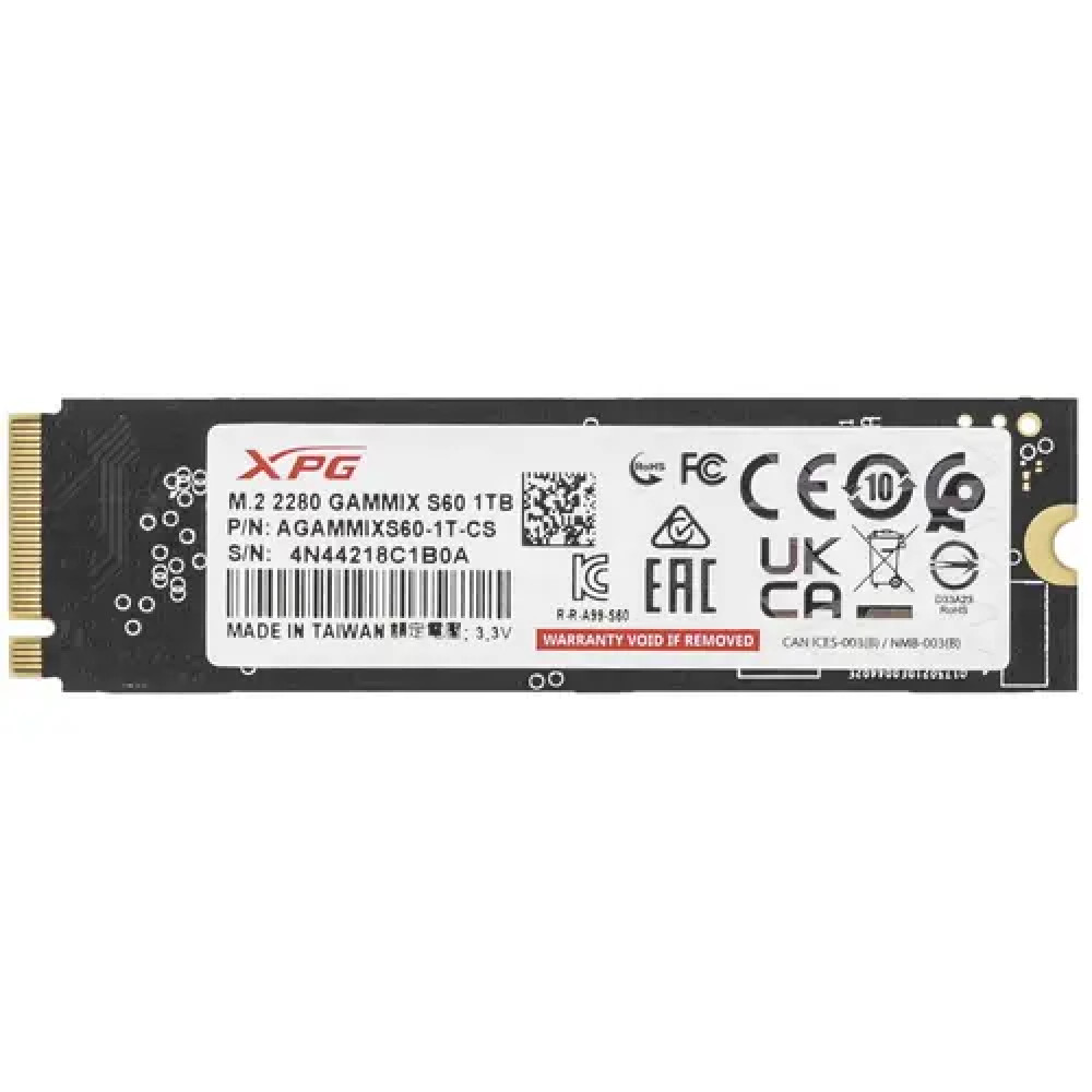 Жесткий диск ADATA XPG GAMMIX S60 BLADE AGAMMIXS60-1T-CS SSD (твердотельные), 1 ТБ, M.2, PCIe — фото товара