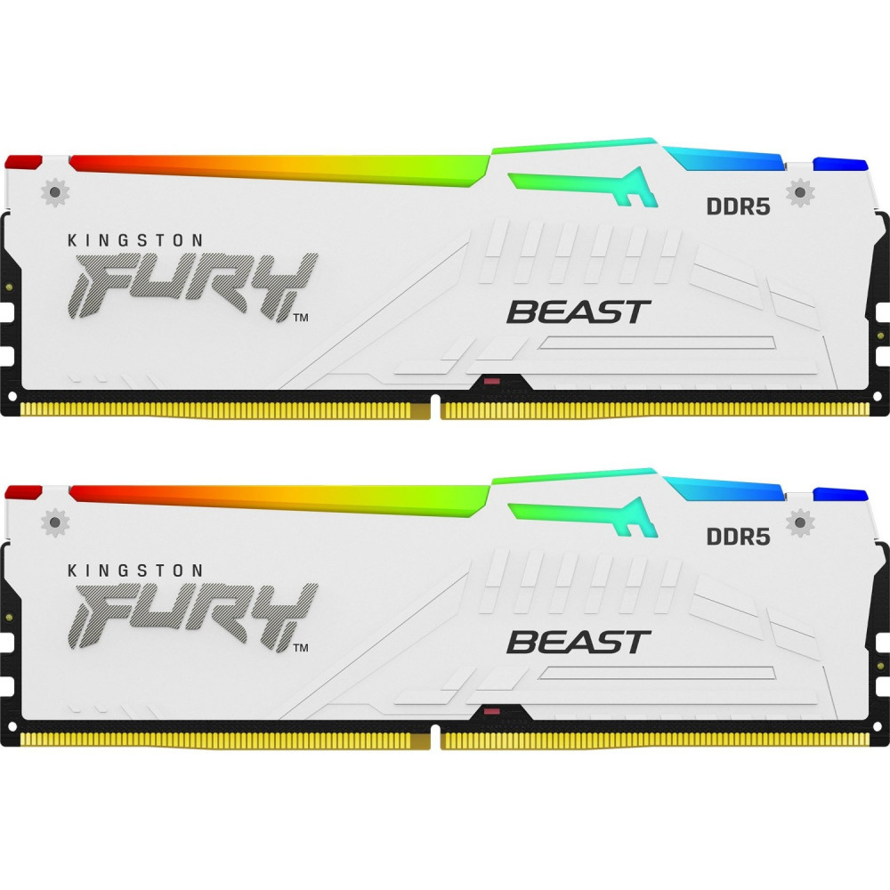 ОЗУ Kingston Fury Beast White RGB KF556C40BWAK2-32 DIMM, DDR5, 32 Гб (2 х 16 Гб), 5600 МГц — фото товара