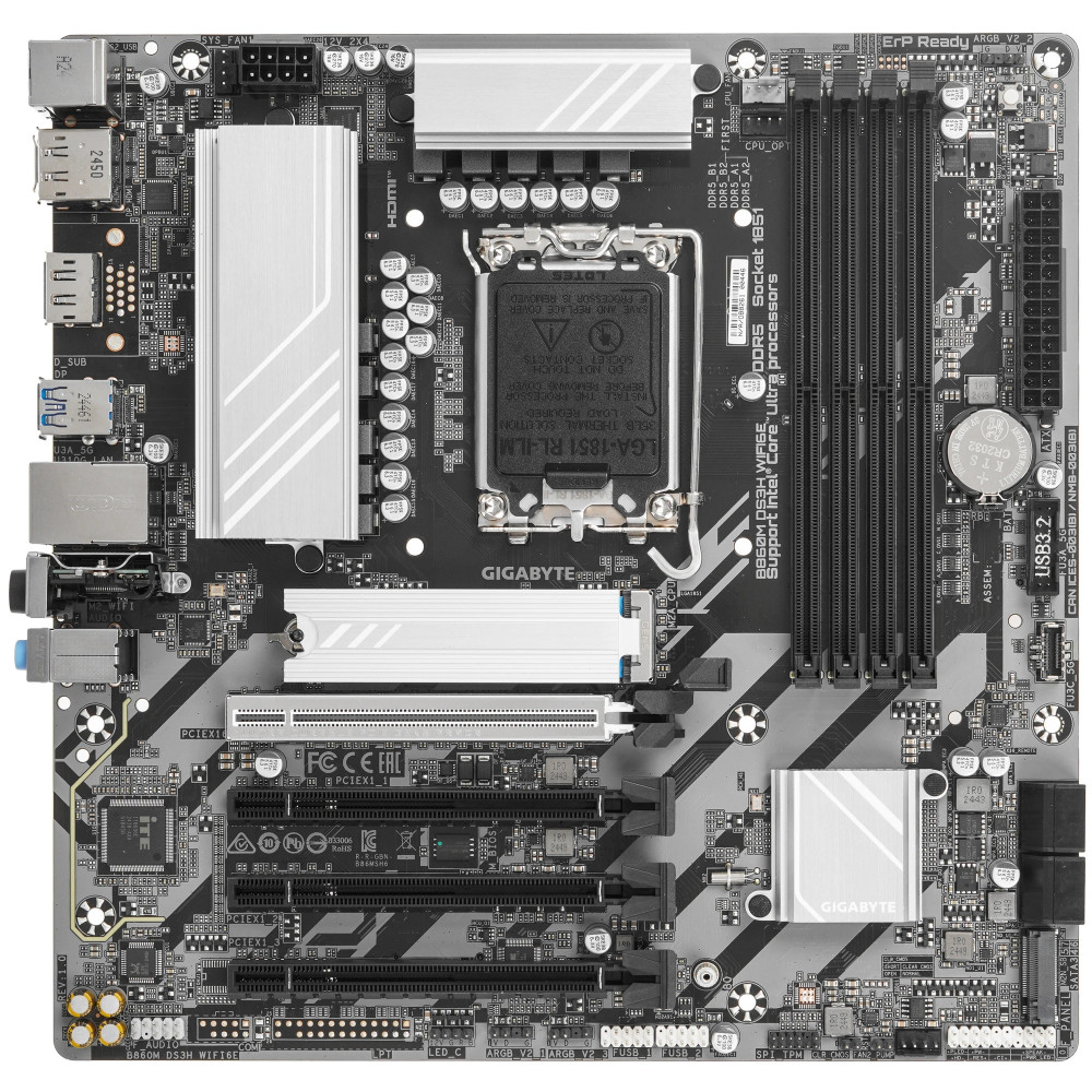 Материнская плата Gigabyte B860M DS3H WIFI6E rev. 1.0 Micro-ATX, LGA 1851 — фото товара