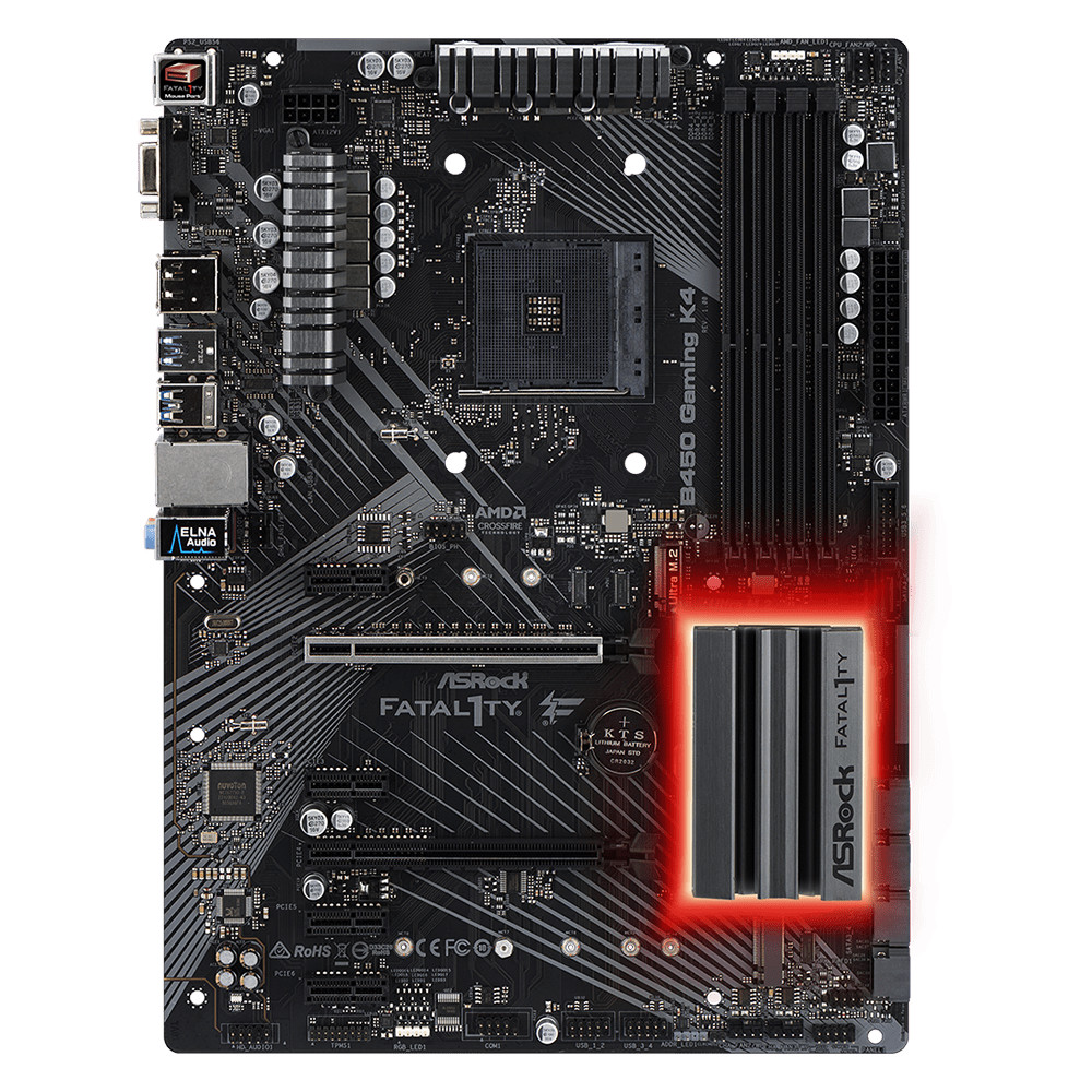 Материнская плата ASRock Gaming K4 B450 GAMING K4 ATX, AMD AM4 - миниатюра 2