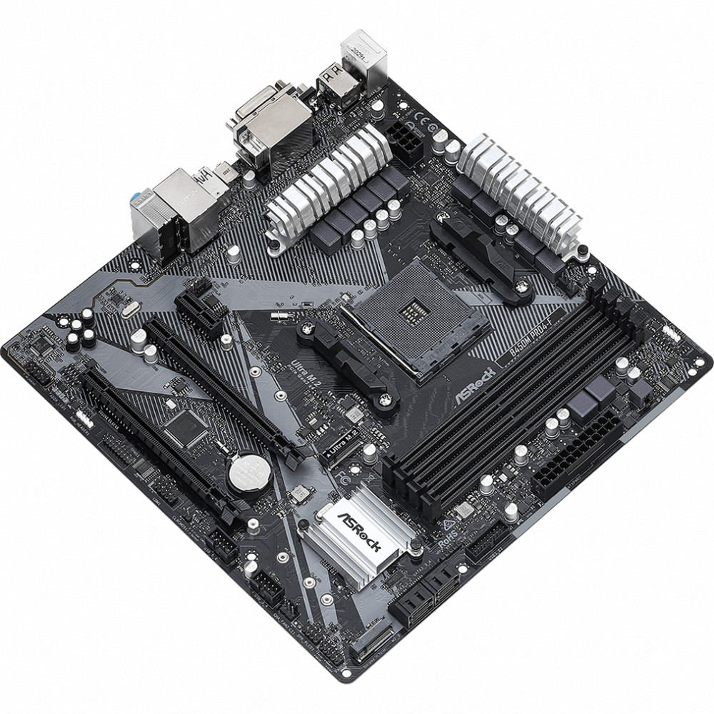 Материнская плата ASRock B450M PRO4-F R2.0 Micro-ATX, AMD AM4 - миниатюра 3