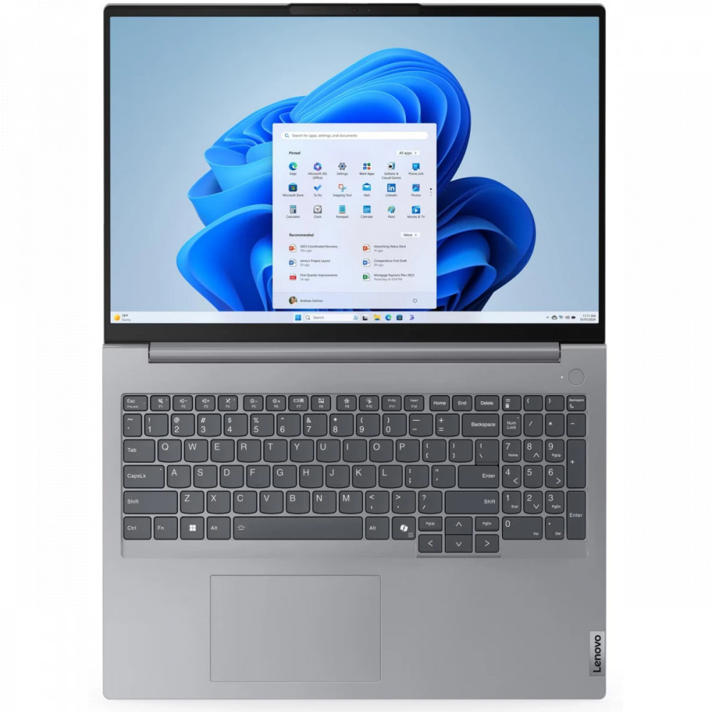 Ноутбук Lenovo ThinkBook 16 G7 ARP 21MWA0AJIN 16 ", WUXGA 1920x1200 (16:10), AMD, Ryzen 5, 8 Гб, 512 ГБ, AMD Radeon 660M - миниатюра 2