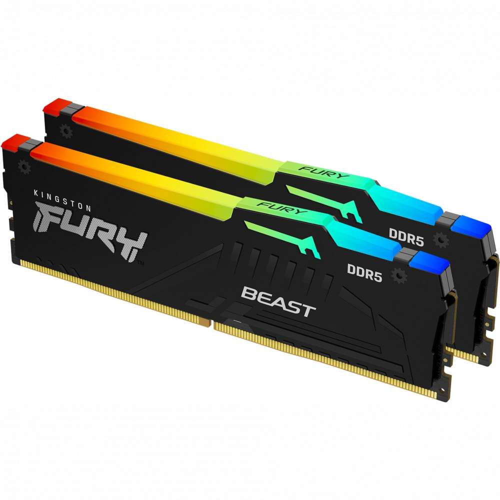 ОЗУ Kingston Fury Beast Black RGB KF556C36BBEAK2-32 DIMM, DDR5, 32 Гб (2 х 16 Гб), 5600 МГц - миниатюра 2