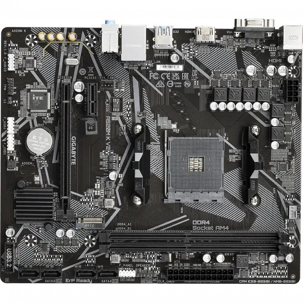 Материнская плата Gigabyte A520M K V2 A520M K V2 DDR4 1.1 Mini-ATX, AMD AM4 - миниатюра 4