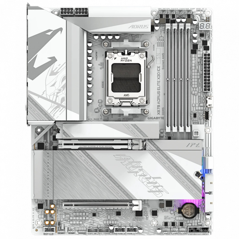 Материнская плата Gigabyte X870 AORUS ELITE X3D ICE ATX, AMD AM5 — фото товара