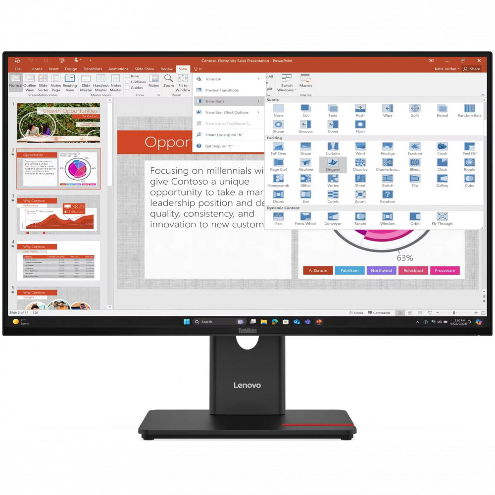 Монитор Lenovo ThinkVision T27-40 64A5MAT6EU 27 ", IPS, Full HD 1920x1080 (16:9), 120 Гц — фото товара